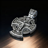 Double-Sided Silver Crucifix and St. Michael Pendant - side view