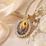 Floral Framed Jesus Pendant Necklace