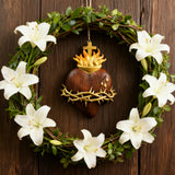 Holy Family Three Sacred Hearts Wooden Wall Decoration