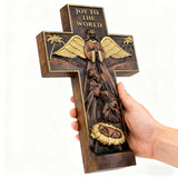 Christmas cross, Nativity cross,Joy to the world wood carving- best Christmas gift