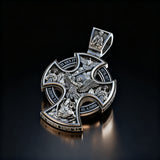 Double-Sided Silver Crucifix and St. Michael Pendant - craftsmanship detail