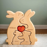 Personalized Wooden Bunny Family Puzzle | Family Keepsake
