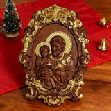 “St. Joseph & Child Jesus” Hand-Carved Wood Icon – A Timeless Christian Gift for Father’s Day & Faithful Homes