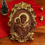 “St. Joseph & Child Jesus” Hand-Carved Wood Icon – A Timeless Christian Gift for Father’s Day & Faithful Homes