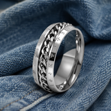 Men’s Faith Spinner Chain Ring – 8mm Titanium Steel Rotating Christian Band