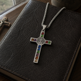 Gemstone St. Benedict Cross Necklace: Wear Protection & Faith With Radiance