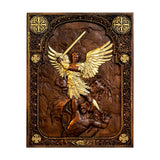 Archangel Michael natural solid wood religious wood carving - The Holy Sword Slays Demons - BGCOPPER