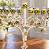 Vintage Floral Nine-Branch Menorah Candle Holder