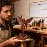 St. Michael the Archangel - Hand Carved Boxwood Sculpture - Spiritual Guardian for Prayer Spaces