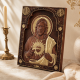 Our Lord Jesus Sacred Heart Wood Carving - Christian Catholic Personalized Carving Gift
