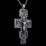 S925 Silver Orthodox Crucifixion Necklace – Detailed Christian Cross Pendant with 24-Inch Chain
