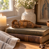 Hand-Carved Sleeping Saint Joseph Wooden Statue – Catholic Religious Home Decor, Prayer & Faith Gift