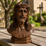 Boxwood Jesus Crown with Thorns Half-Length Desktop Ornament - product view
