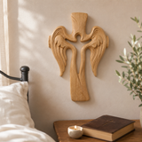 Ascension of Jesus Angel Wing Cross – Hand-Carved Beechwood Wall Decor