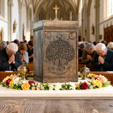 Handcrafted Beechwood Tree of Life Urn — A Testament to Eternal Life in Christ 🌿✞