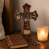 3D Layered Nativity Wooden Cross – Basswood Christian Christmas Wall Decor