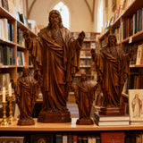 Hand Carved Sacred Heart of Jesus Virgin Mary Wooden Tabletop Ornament