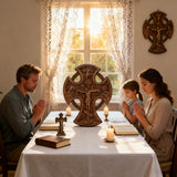 Hand-Carved Beechwood “Hand of Redemption” Crucifix | The Passion and Divine Grace of Christ