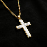 Diagonal Line Textured Cross Necklace – Minimalist Faith, Bold Contrast