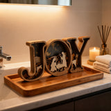 Layered JOY Nativity Wood Carving | Handcrafted Boxwood Christmas Faith Decor — A Testament of God’s Grace