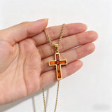 Colored Baguette CZ Cross Necklace – Faith, Vibrance & Bold Devotion