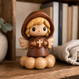 Silent Guardian Wooden Angel-A Small Prayer Companion for Her Bedside, Desk, or Prayer Corner