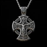 Double-Sided Silver Crucifix and St. Michael Pendant - design detail