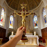 Hand-Painted Metal Jesus Christ Crucifix: Sacred Home Decor - side view