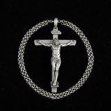 S925K Sandblasted Silver Jesus Crucifix Pendant