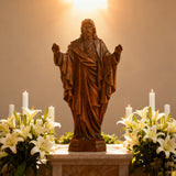 Hand Carved Sacred Heart of Jesus Virgin Mary Wooden Tabletop Ornament