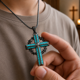 "By His Wounds We Are Healed" - Handcrafted Turquoise Crown of Thorns Cross - A Daily Symbol of Hope & Protection
