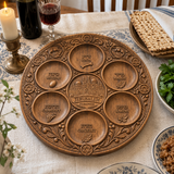 Jerusalem Passover Seder Plate – Hand-Carved Beechwood Judaica for Pesach