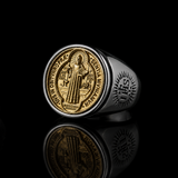 Saint Benedict Medal Stainless Steel Cross Ring