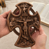 Hand-Carved Beechwood “Hand of Redemption” Crucifix | The Passion and Divine Grace of Christ