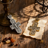 Orthodox S925K Silver Double-Sided Engraved Jesus Christ Crucified and Saints Orthodox Necklace