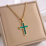 Colored Baguette CZ Cross Necklace – Faith, Vibrance & Bold Devotion