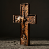 BGCOPPER Retter Jesus Kreuz geschnitzt aus Naturholz