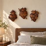 Holy Family Three Sacred Hearts Wooden Wall Decoration