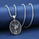 Archangel Saint Michael Medallion Necklace,The Patron Saint of Paratrooper Police Military Paramedic Fireman