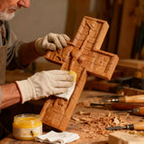 BGCOPPER Savior Jesus Cross - Carved from Natural Wood