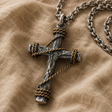 Hand-Wrapped Antique Copper Cross Necklace – Christian Faith Pendant