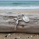 Jesus Cross and Virgin Mary Combination Necklace Pendant