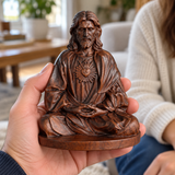 Hand-Carved Beechwood Sacred Heart of Jesus Prayer Statue