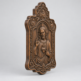 Sacred Heart of Jesus Hand-Carved Beechwood Plaque – Catholic Prayer, Home Blessing & Faith Gift