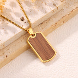 Stainless Steel & Wood Dog Tag Necklace – Nature, Strength & Minimalist Elegance