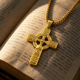 Celtic Knot Titanium Steel Cross Necklace - side view