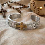 Stainless Steel Two-Tone Cross Cuff Bracelet – Christian Faith Jewelry