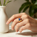 Patriotic American Flag Enamel Titanium Steel Ring