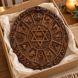 Hand-Carved Beechwood Israel Heritage Wall Plaque – Star of David & Tribal Symbols