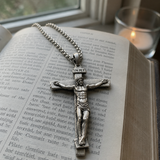 S925K Sandblasted Silver Jesus Crucifix Pendant